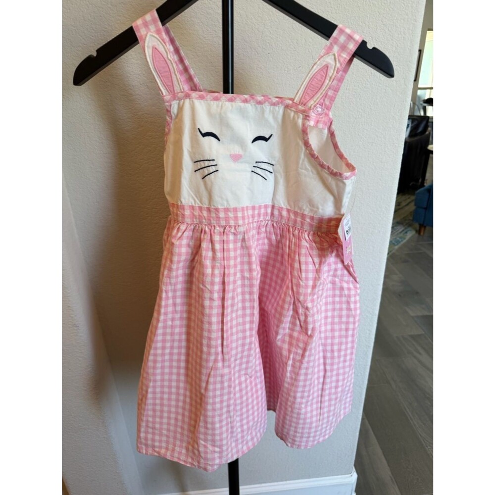 Gymboree Pink Gingham Bunny Pinafore Dress